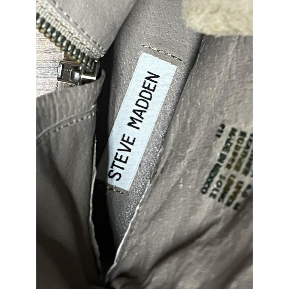 Steve Madden Boots Womens Size 6 Taupe Troopa Combat Lace Up Side Zip Leather - Picture 6 of 10